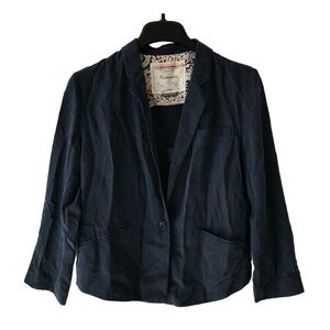 Anthropologie cartonnier blazer Size 4 Asymmetrical Navy Preppy